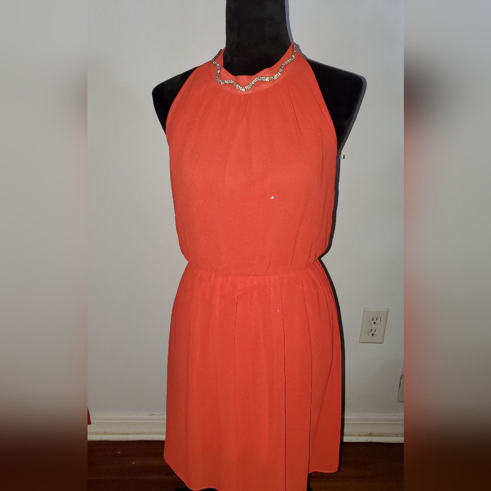 Orange  beautiful cocktail dress .